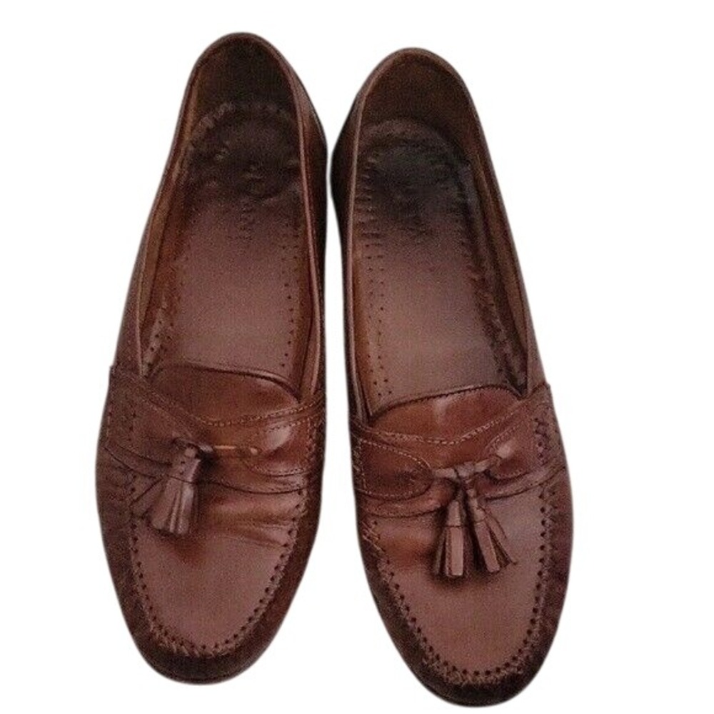 Alfani Italian Leather Loafers Mens Tassel Slip On Dress Shoes Brown career work